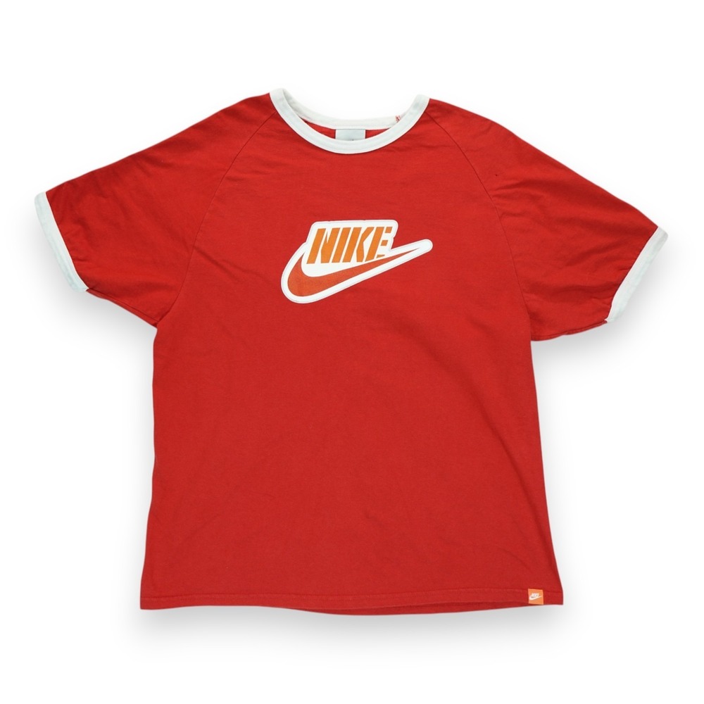 Nike Shirt Mens L‎ Red Vintage 90s Knit Embroidered Center Swoosh Tee Y2K